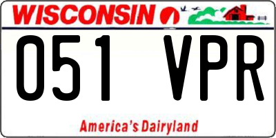 WI license plate 051VPR