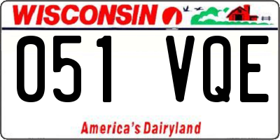 WI license plate 051VQE
