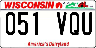 WI license plate 051VQU
