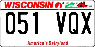 WI license plate 051VQX