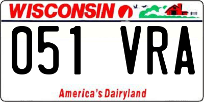 WI license plate 051VRA