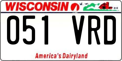 WI license plate 051VRD