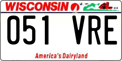 WI license plate 051VRE