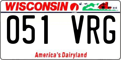 WI license plate 051VRG