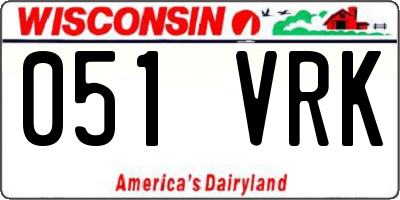 WI license plate 051VRK