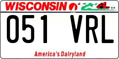 WI license plate 051VRL