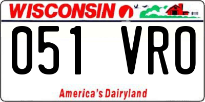 WI license plate 051VRO