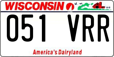 WI license plate 051VRR