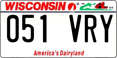 WI license plate 051VRY