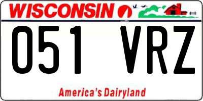 WI license plate 051VRZ