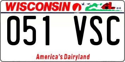 WI license plate 051VSC