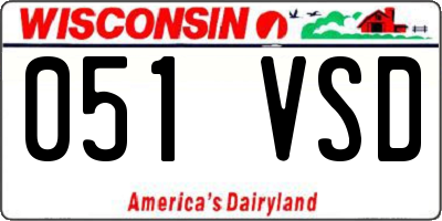 WI license plate 051VSD