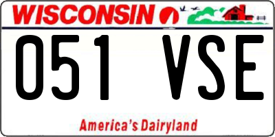 WI license plate 051VSE