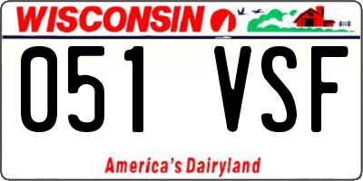 WI license plate 051VSF