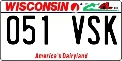 WI license plate 051VSK