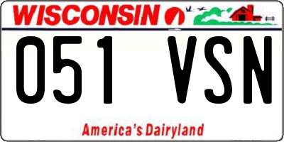 WI license plate 051VSN