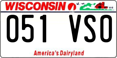 WI license plate 051VSO