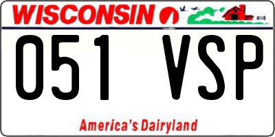 WI license plate 051VSP