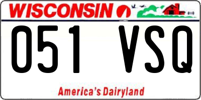 WI license plate 051VSQ