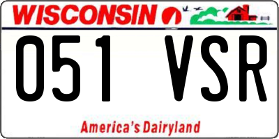 WI license plate 051VSR