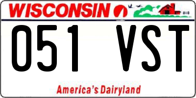 WI license plate 051VST