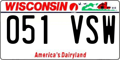 WI license plate 051VSW