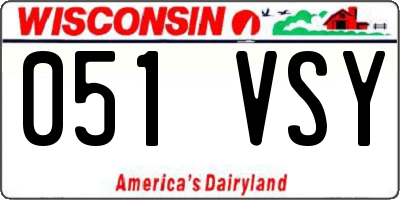 WI license plate 051VSY