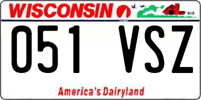 WI license plate 051VSZ