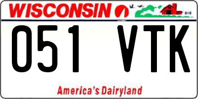 WI license plate 051VTK