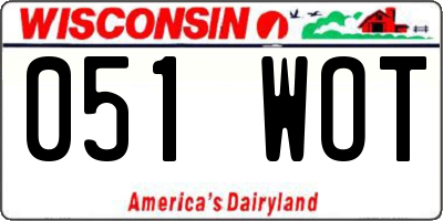 WI license plate 051WOT