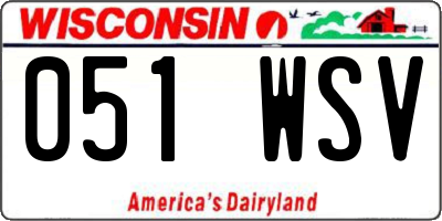 WI license plate 051WSV