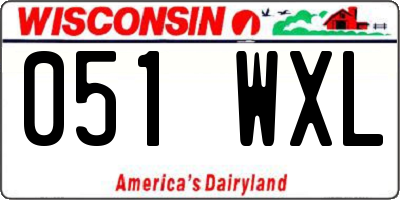 WI license plate 051WXL
