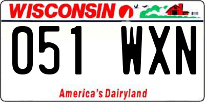 WI license plate 051WXN