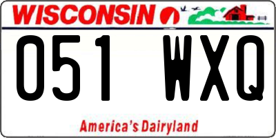 WI license plate 051WXQ