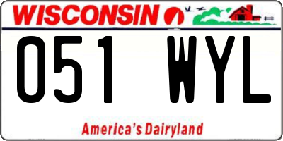 WI license plate 051WYL