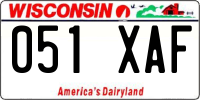 WI license plate 051XAF