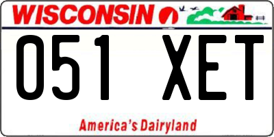 WI license plate 051XET