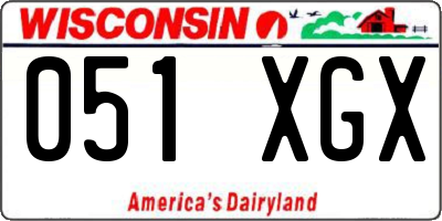 WI license plate 051XGX