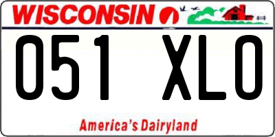 WI license plate 051XLO