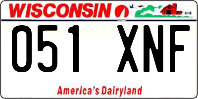 WI license plate 051XNF