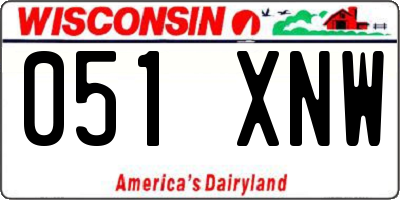 WI license plate 051XNW