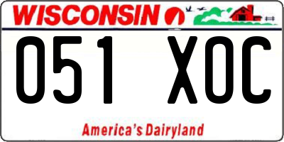 WI license plate 051XOC
