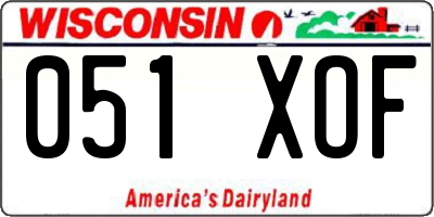 WI license plate 051XOF