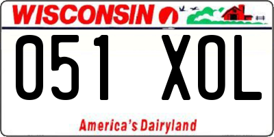 WI license plate 051XOL