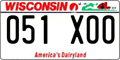 WI license plate 051XOO