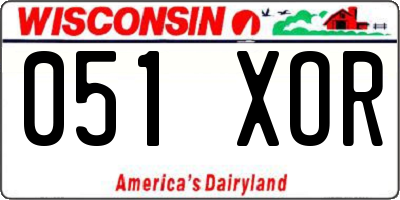 WI license plate 051XOR
