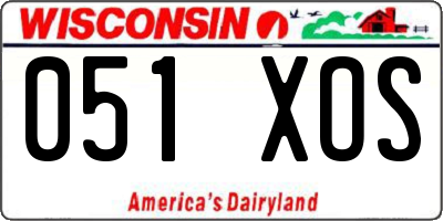 WI license plate 051XOS