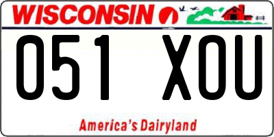 WI license plate 051XOU