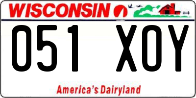 WI license plate 051XOY