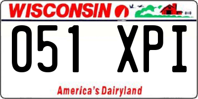WI license plate 051XPI